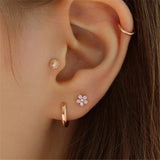 3Pcs Set Heart Pendientes Plata 925 Earring Stud Fine Jewelry