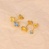 3Pcs/Set Irregular Zircon Earrings Sterling Silver Piercing Stud Jewelry