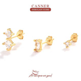 3Pcs/Set Irregular Zircon Earrings Sterling Silver Piercing Stud Jewelry