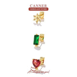 Red Heart 925 Sterling Silver Earring Stud Zircon Piercing Wedding Party
