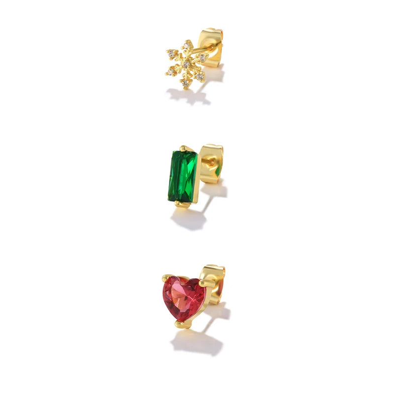 Red Heart 925 Sterling Silver Earring Stud Zircon Piercing Wedding Party