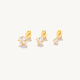 Star Flower Zircon Earrings 925 Sterling Silver Hoops Wedding Jewelry