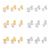 Star Flower Zircon Earrings 925 Sterling Silver Hoops Wedding Jewelry