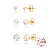 Star Flower Zircon Earrings 925 Sterling Silver Hoops Wedding Jewelry