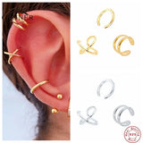 925 Sterling Silver Ear Cuff Clip Earrings No Piercing Couple Ear Buckle Jewelry