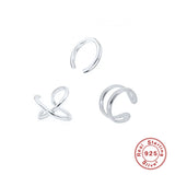 925 Sterling Silver Ear Cuff Clip Earrings No Piercing Couple Ear Buckle Jewelry