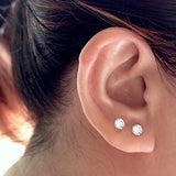 925 Silver Stud Earrings Set Minimalist Four-claw Diamond Fine Jewelry