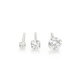 925 Silver Stud Earrings Set Minimalist Four-claw Diamond Fine Jewelry