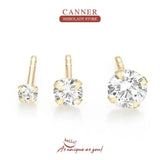 925 Silver Stud Earrings Set Minimalist Four-claw Diamond Fine Jewelry
