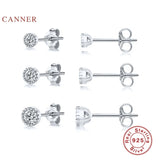 925 Sterling Silver Diamond Stud Earrings Set