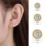 925 Sterling Silver Diamond Stud Earrings Set