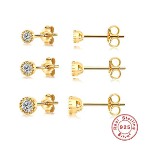 925 Sterling Silver Diamond Stud Earrings Set