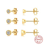 925 Sterling Silver Diamond Stud Earrings Set