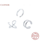925 Silver Double Line Huggie Clip Earrings Set