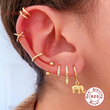 925 Silver Double Line Huggie Clip Earrings Set