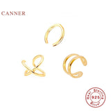 925 Silver Double Line Huggie Clip Earrings Set