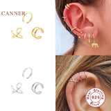 925 Silver Double Line Huggie Clip Earrings Set