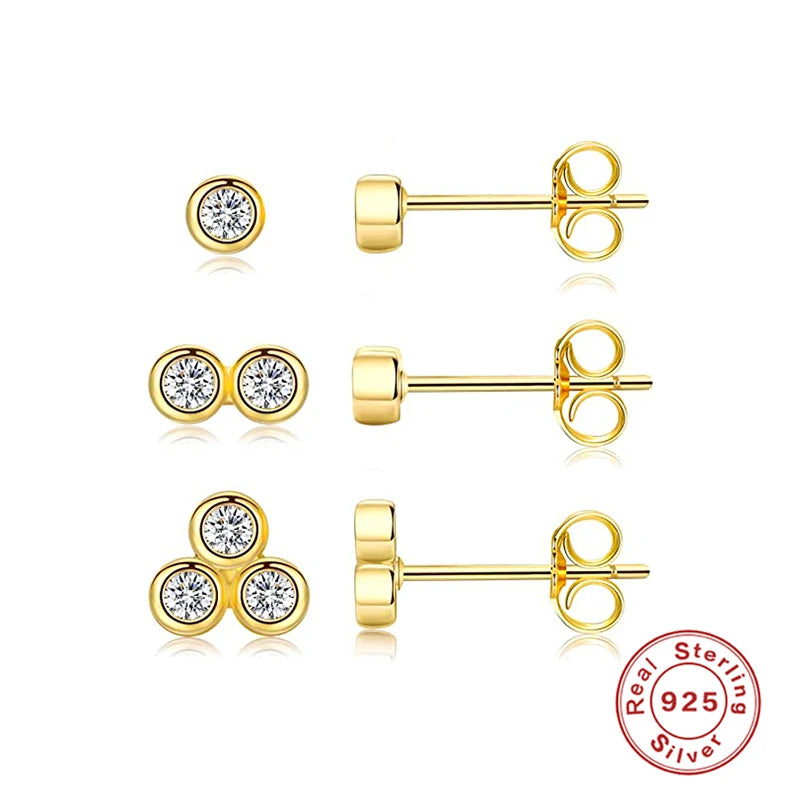 925 Silver Mini Diamonds Stud Earrings Set