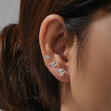 925 Sterling Silver Heart Zircon Stud Earrings For Women