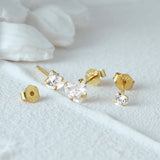 925 Sterling Silver Heart Zircon Stud Earrings For Women