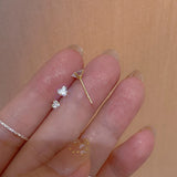 925 Sterling Silver Heart Zircon Stud Earrings For Women