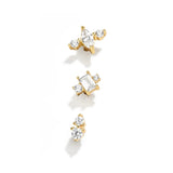 Colorful Zircon Stud Earrings 925 Silver Piercing Jewelry