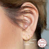 925 Silver Round Hoop Earrings 3pcs Set for Women Piercing Huggie Jewelry