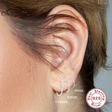 925 Silver Round Hoop Earrings 3pcs Set for Women Piercing Huggie Jewelry