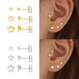 925 Silver Zircon Stud Earrings Set Piercing Ear Jewelry