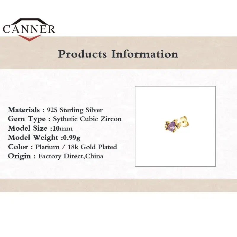 925 Sterling Silver CZ Stud Earrings Set - Cartilage Women Earring