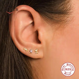925 Sterling Silver CZ Stud Earrings Set - Cartilage Women Earring