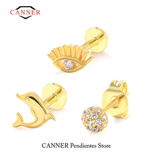 925 Sterling Silver Devil's Eye Dolphin Earrings Set Zirconia Fine Jewelry