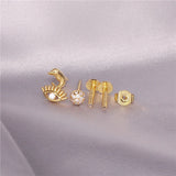 925 Sterling Silver Devil's Eye Dolphin Earrings Set Zirconia Fine Jewelry