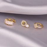CZ 925 Silver Round Stud Earrings Set for Women Men Fine Jewelry