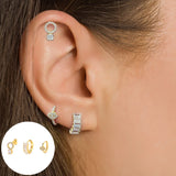 CZ 925 Silver Round Stud Earrings Set for Women Men Fine Jewelry