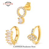 CZ 925 Silver Round Stud Earrings Set for Women Men Fine Jewelry