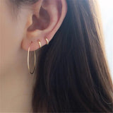 3pcs Sterling Silver Hoop Earrings Set - Small and Big Hoop Earrings