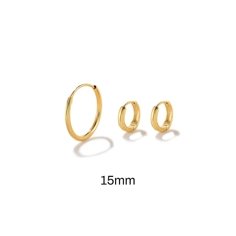 3pcs Sterling Silver Hoop Earrings Set - Small and Big Hoop Earrings