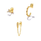 Green Zircon Stud Earring Set for Women Girls Wedding Piercing Jewelry