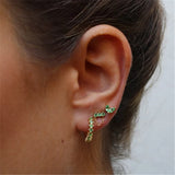 Green Zircon Stud Earring Set for Women Girls Wedding Piercing Jewelry