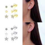 925 Sterling Silver Zircon Mini Stud Earrings Set for Women