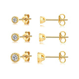 925 Sterling Silver Zircon Mini Stud Earrings Set for Women