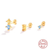3pc 4pc/set Piercing Earrings 925 Silver Zirconia Stud Earrings