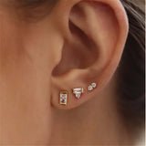925 Silver CZ Stud & Huggie Earrings Set