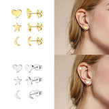 3pcs/set 925 Sterling Silver CZ Ear Stud Earrings Women Jewelry