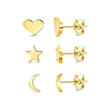 3pcs/set 925 Sterling Silver CZ Ear Stud Earrings Women Jewelry