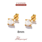 4 5 6 8mm Pearl Silver Earring Women Stud Earrings Piercing Fine Jewelry