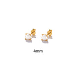 4 5 6 8mm Pearl Silver Earring Women Stud Earrings Piercing Fine Jewelry
