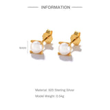 4 5 6 8mm Pearl Stud Earrings 925 Sterling Silver Cartilage Earring for Women