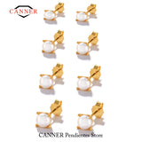 4 5 6 8mm Pearl Stud Earrings 925 Sterling Silver Cartilage Earring for Women